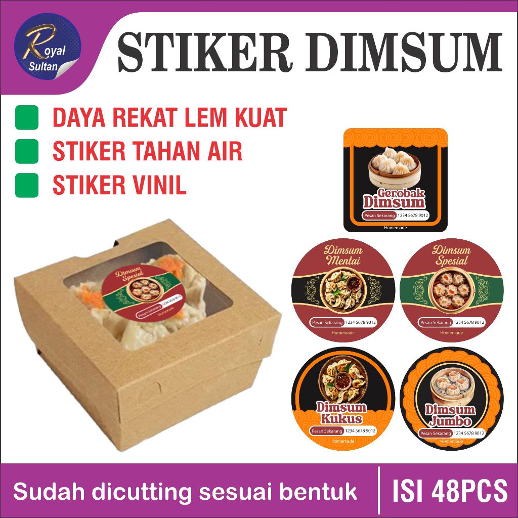 STIKER DiMSUM LABEL KEMASAN MAKANAN DIMSUM | STIKER MAKANAN PRODUK