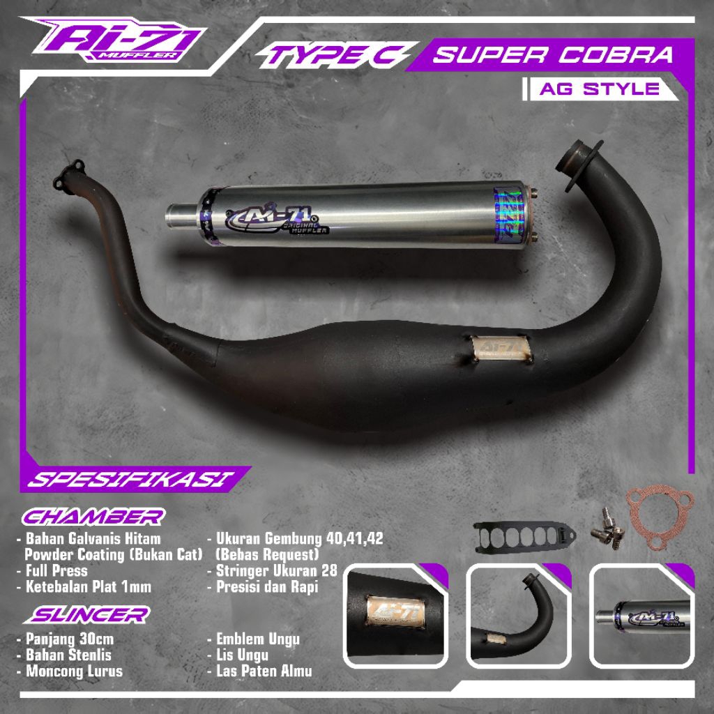 KNALPOT NINJA R RR SS KRR ORIGINAL Ai-71 MUFLER TIPE C PRES COBRA FINISING PODER COATING SILINCER FU