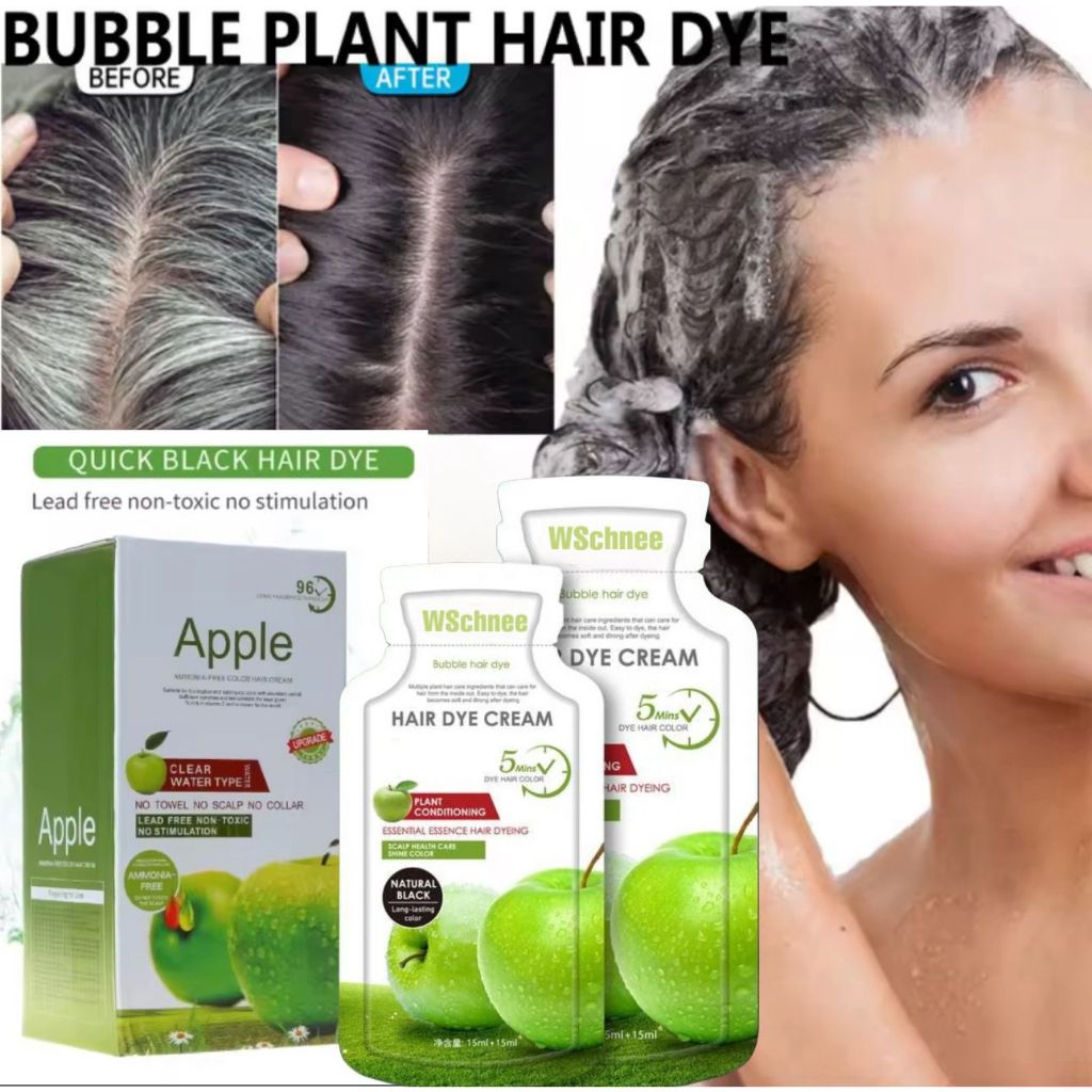[ISI 5 PCS]WSCHNEE Bubble Hair Dye Plant Shampo Pewarna rambut alami tanpa amonia 3warna pilihan