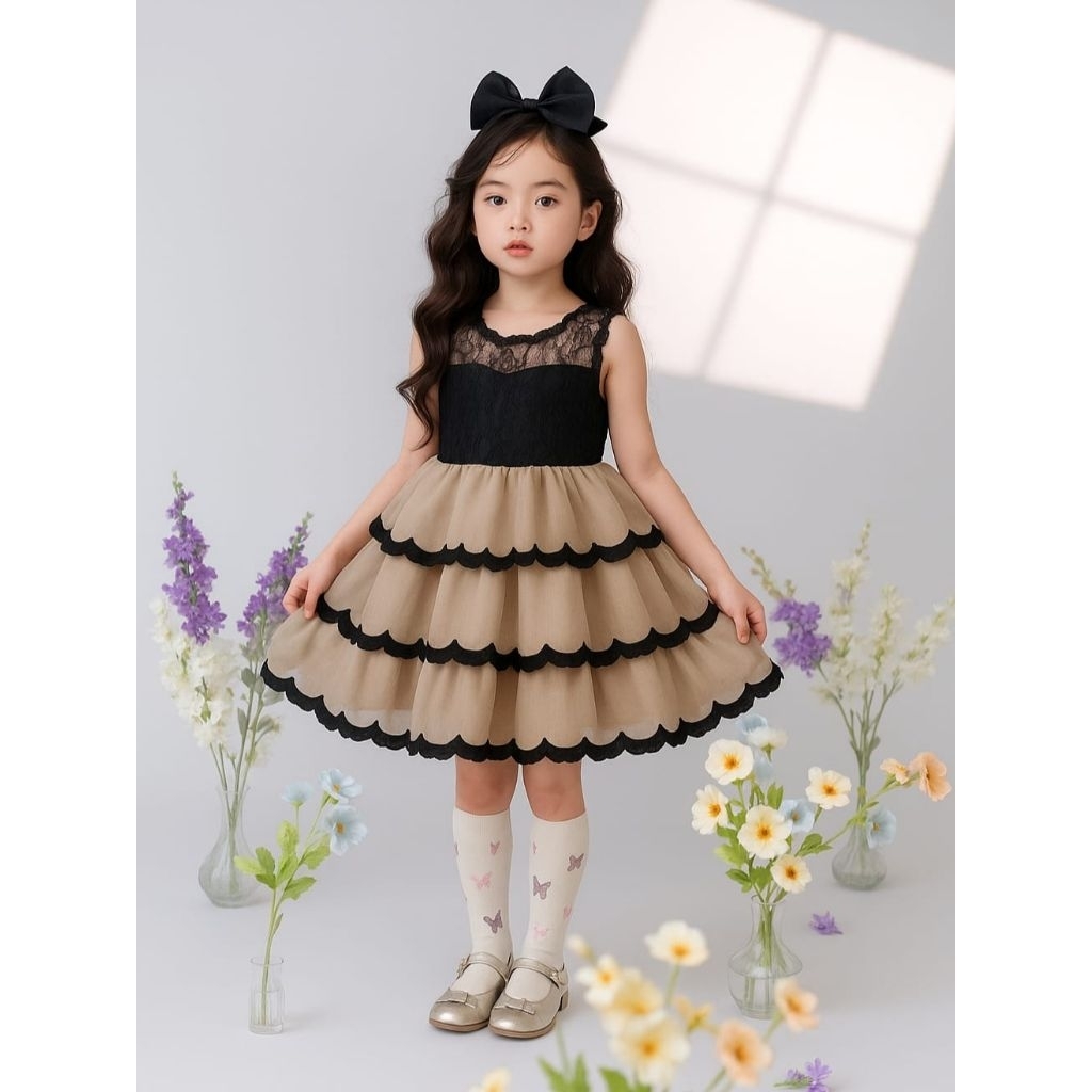 Dress Anak Perempuan Cantik Elegan Tulle Model Princess Gaun Pesta Ultah Anak Cewek Usia 5-7Tahun Ro