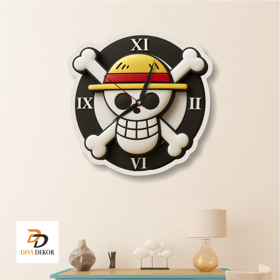 DD02-Hiasan jam dinding Ukir Karakter ONE PIECE Termurah