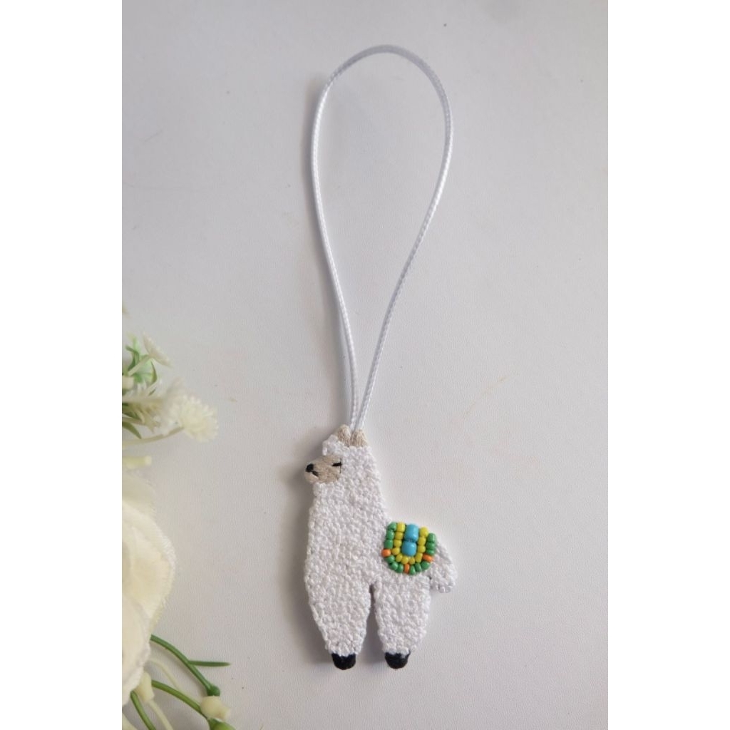 Alpaca Bag Charm - Hand Embroidery