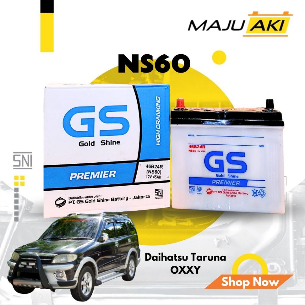 Aki Mobil Daihatsu Taruna Aki Basah GS Gold Shine Dry Charge Premier NS60 12V 45Ah