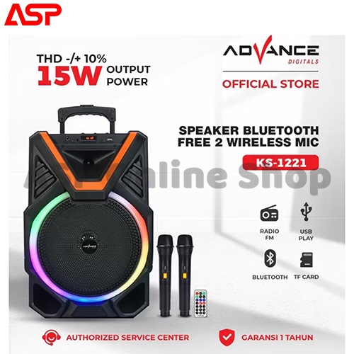ADVANCE KS 1221  KS-1221 KS1221 Sepeker 12" Speaker Karaoke Bass Wireless Portable 12 inch Bluetooth