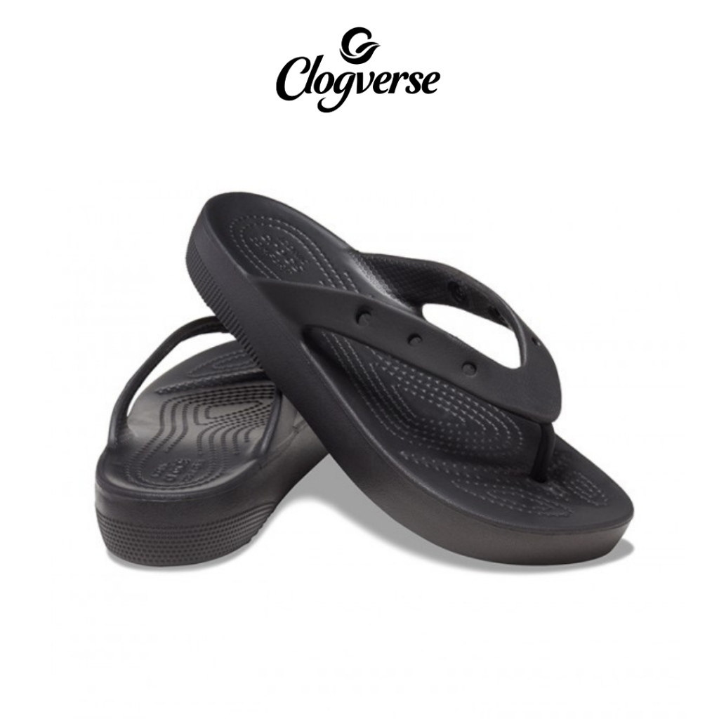 Clogverse - Sandal Crocs Dewasa Classic Platform Flip  Black
