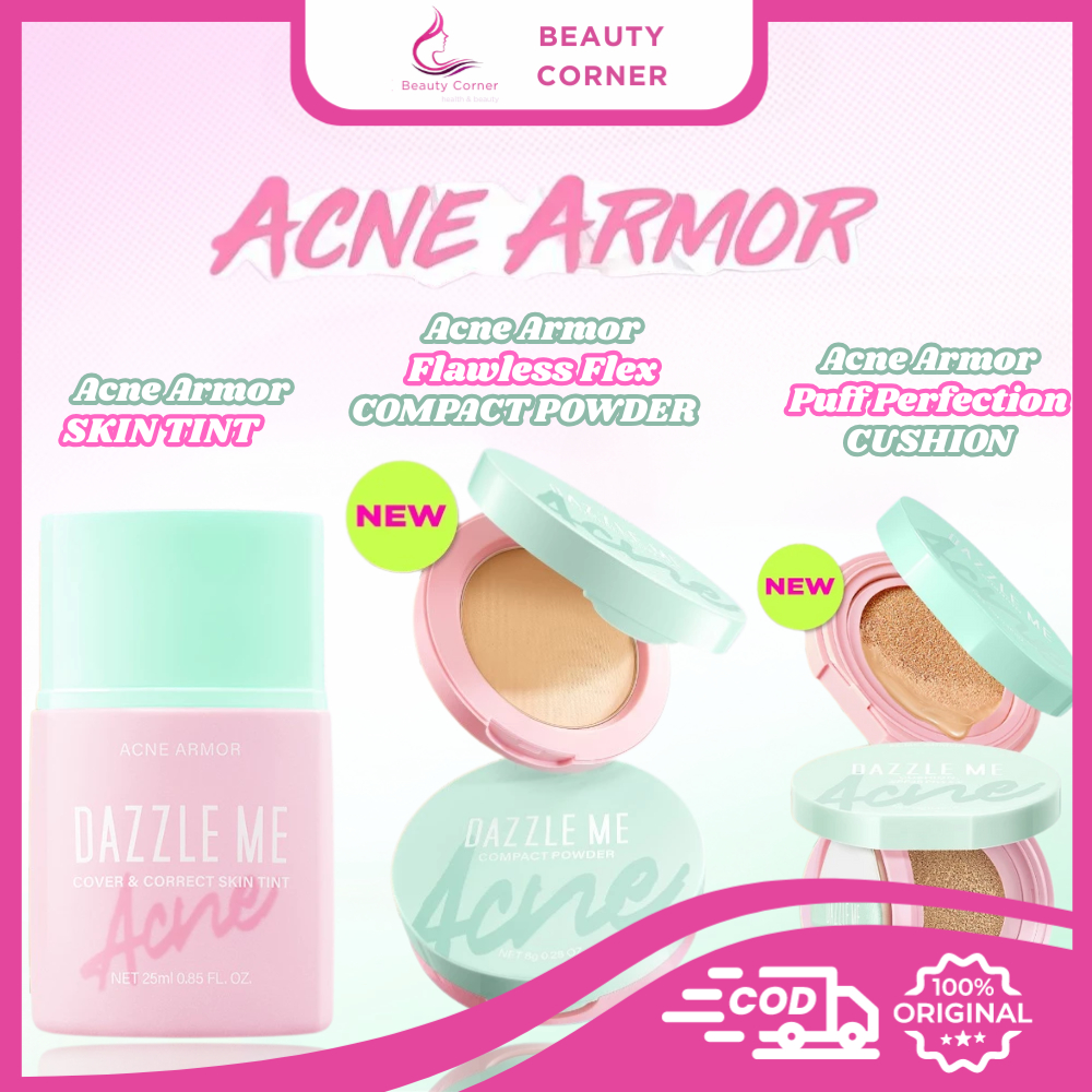 Dazzle Me Acne Armor Puff Perfection Cushion | Skin Tint Liquid Foundation | Compact Powder