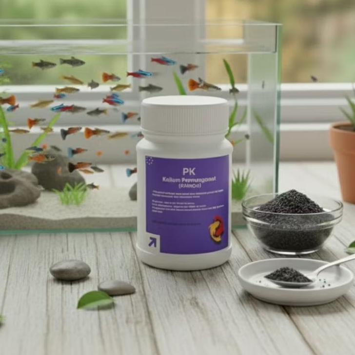 Serbuk PK permanganas kalikus, kalium permanganat. obat cacar ikan