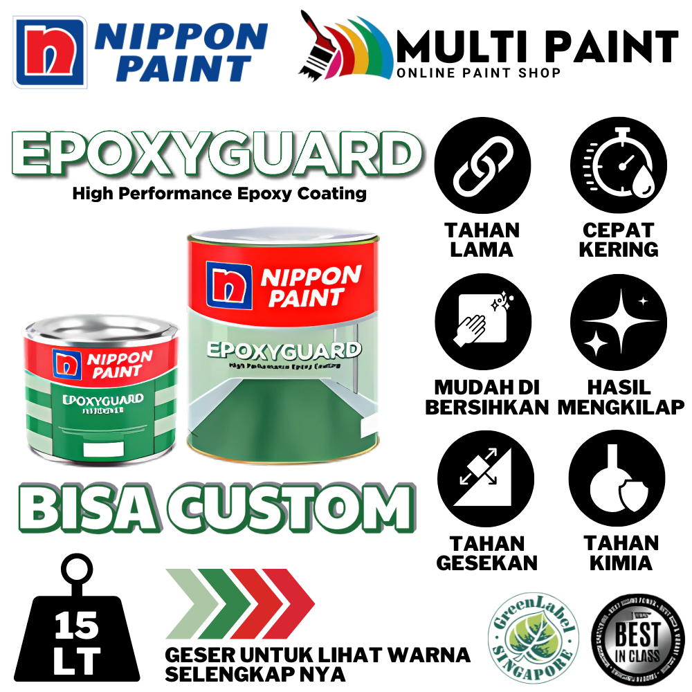 NIPPON PAINT CAT LANTAI EPOXYGUARD 15 LITER CAT KERAMIK EPOXY GUARD BISA CUSTOM WARNA CAT LANTAI