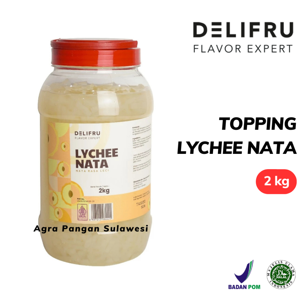 

NATA DE COCO LYCHEE Delifru - Topping Minuman Leci Nata 2 Kg 2kg Jelly Jeli Agar Agar Dessert Es Buah Mocktail Kopi Teh Cafe Resto Hotel