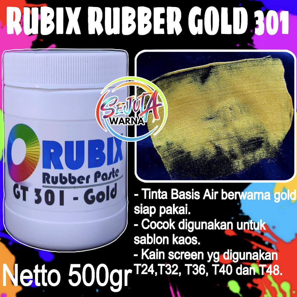 RUBIX RUBBER GOLD 301 BASIS AIR TINTA EMAS GOLD 500GR