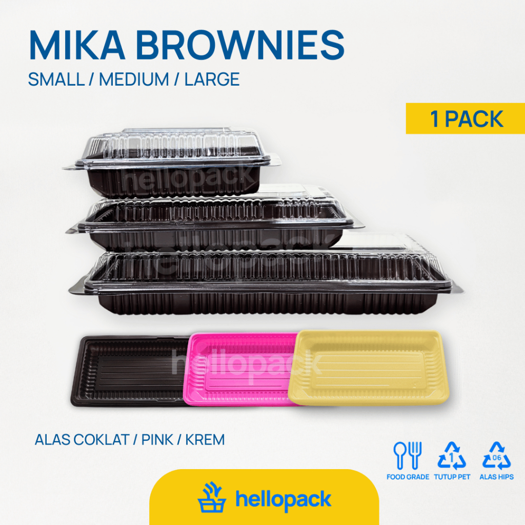 [1 PACK] Mika Tray Brownies S M L / Kotak Kue Bolu Gulung / Cake / Bolen Pisang / Molen / Kue Mini /