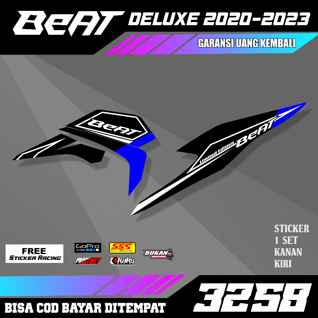 STRIPING BEAT CBS ISS DELUXE 2020 2021 2022 2023 KODE 3258 STICKER HONDA BEAT STREET NEW DELUXE SEMI