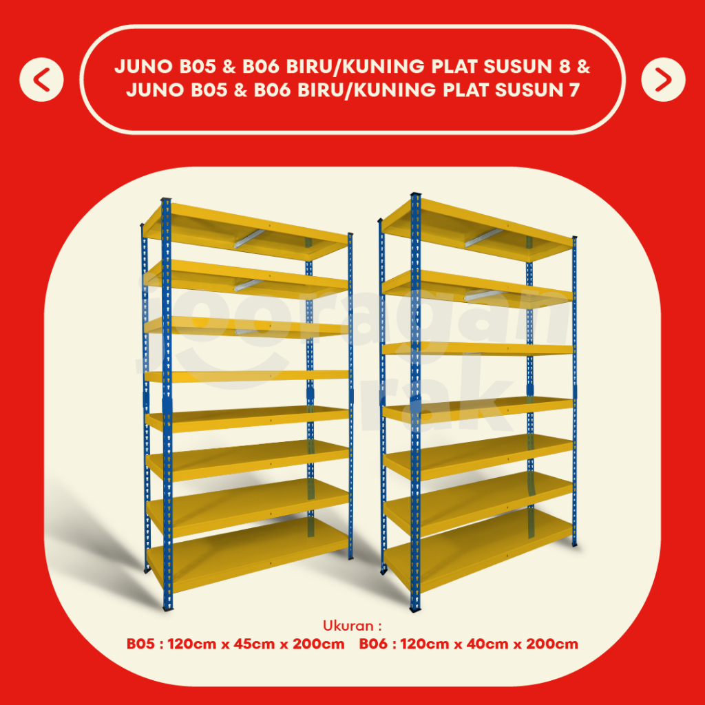 KRISBOW FULL BESI RAK GUDANG SIKU LUBANG SERBAGUNA TIDAK PERLU BAUT HEAVY DUTY | BIRU - KUNING