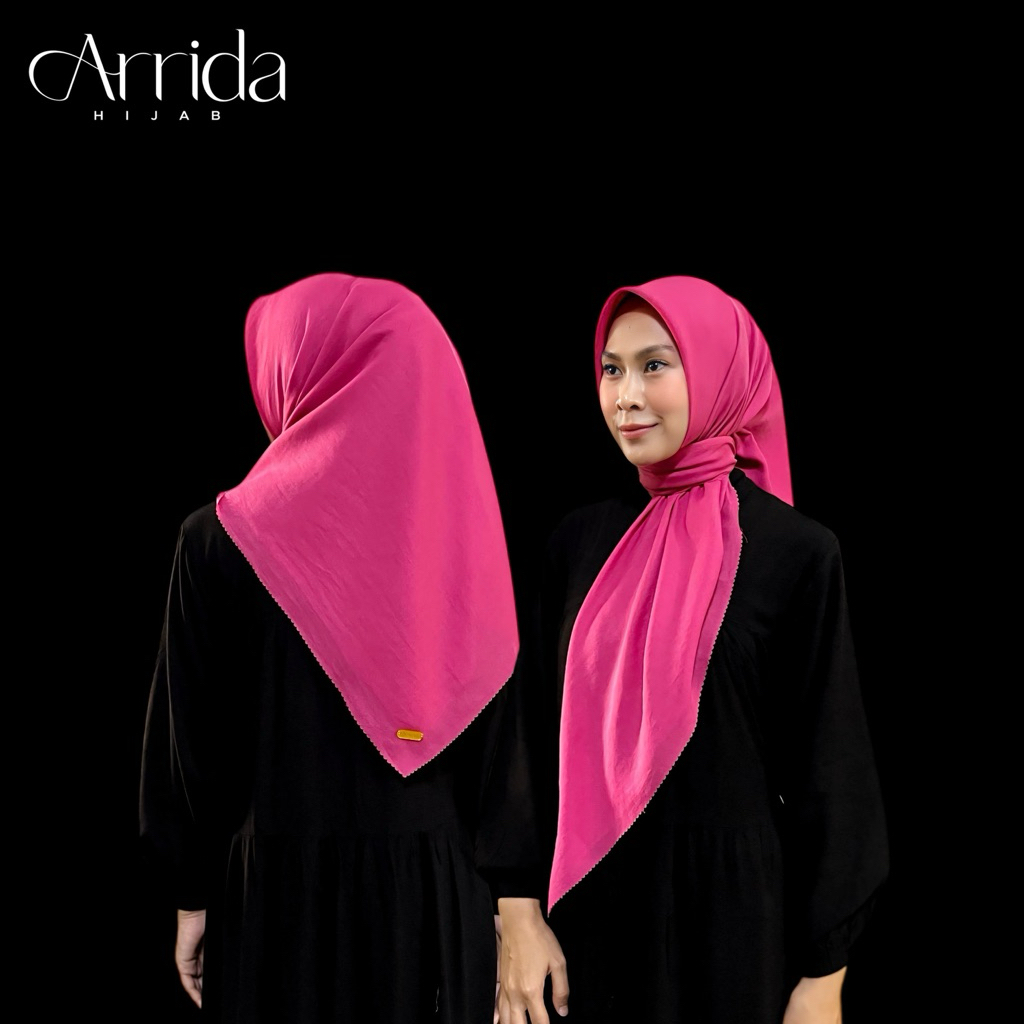 Segiempat Voal Pink Fanta Lasercut 110x110 FREE POUCH / kerudung Voal Fuschia / Hijab Pink Fanta / K