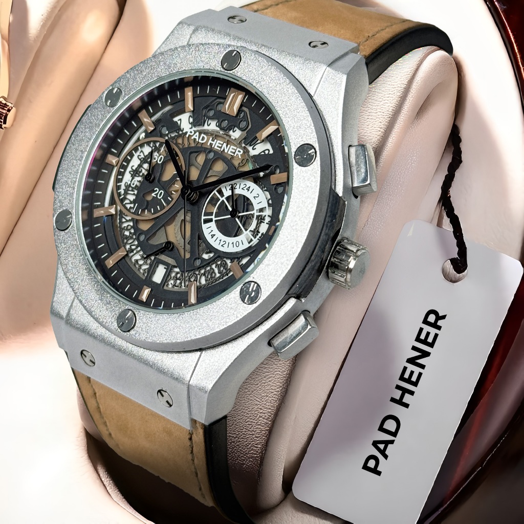 PAD HENER LEXICON Jam Tangan Heksagonal Analog Pria Original Tali Kulit Suede Free Box Pad Hener hhc