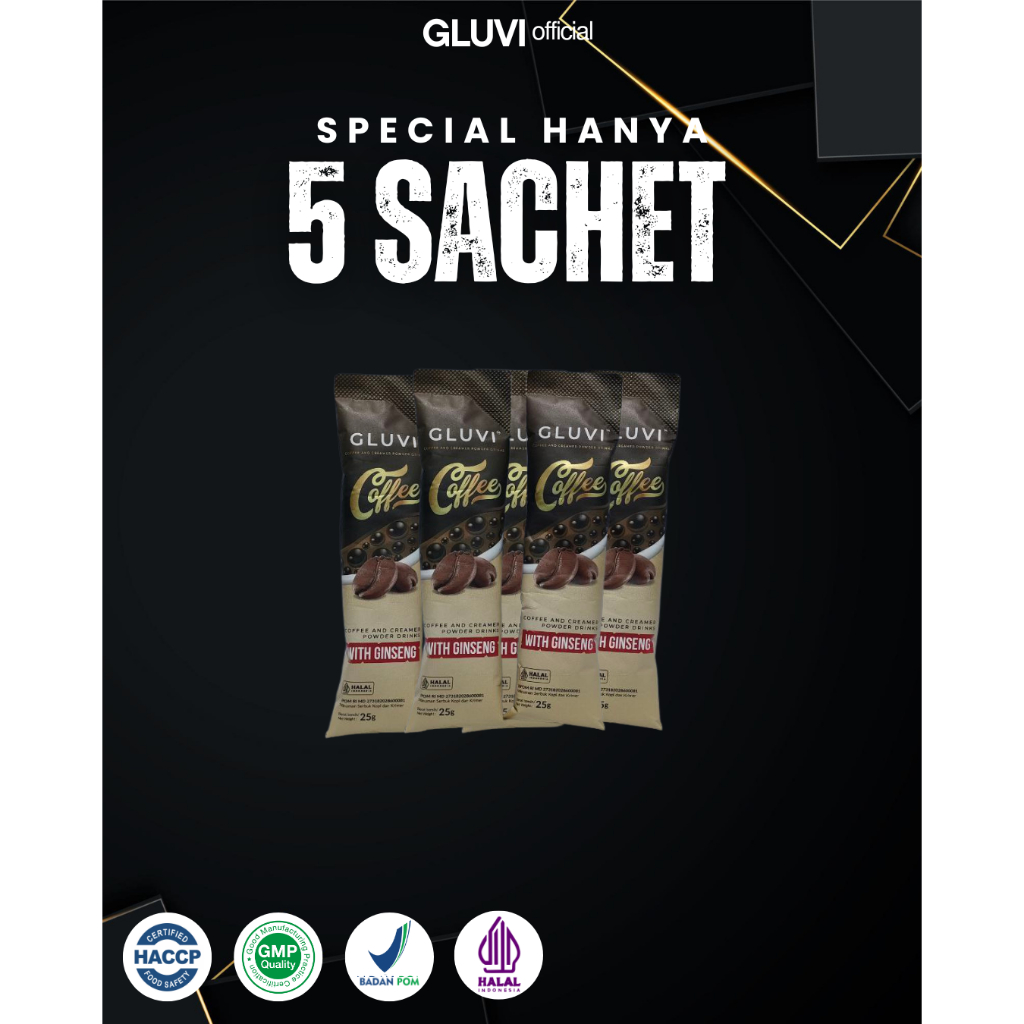 

GLUVI - 5 Sachet Coffee With Stamina Extra Gingseng 100% Aman & Halal