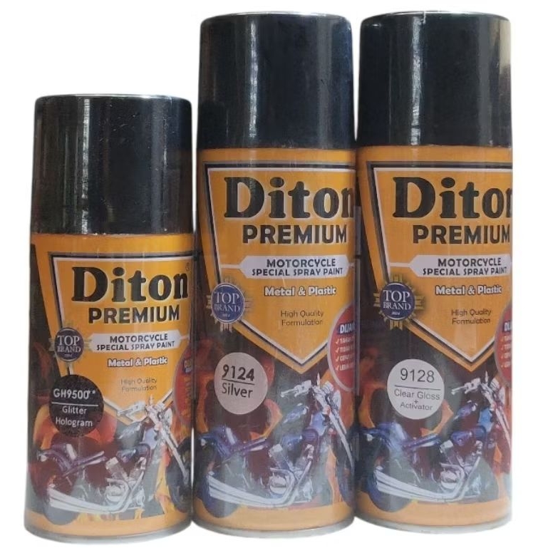 PAKET 3 KALENG DITON PREMIUM 9500 GLITTER HOLOGRAM  / 9124 SILVER / 9128 CLEAR GLOSS  ( ACTIVATOR )
