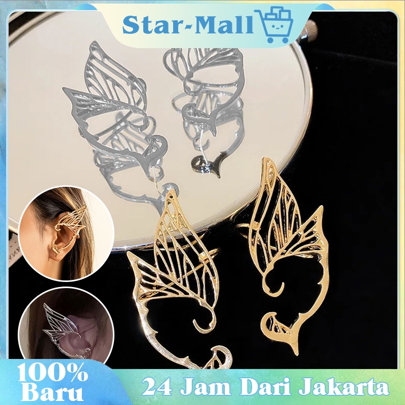 Anting Angel Wing Anting-Anting Wanita Anting Telinga Anting Elf Ear Cuff Klip Anting Estetika