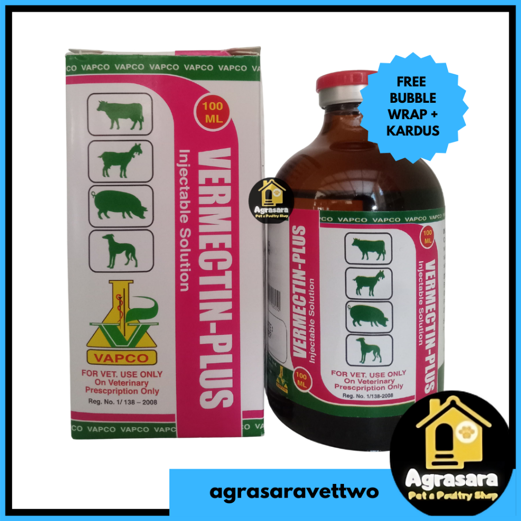 VAPCO VERMECTIN PLUS 100 Ml - Obat Cacing Hewan MIRIP IVOMEC SUPER