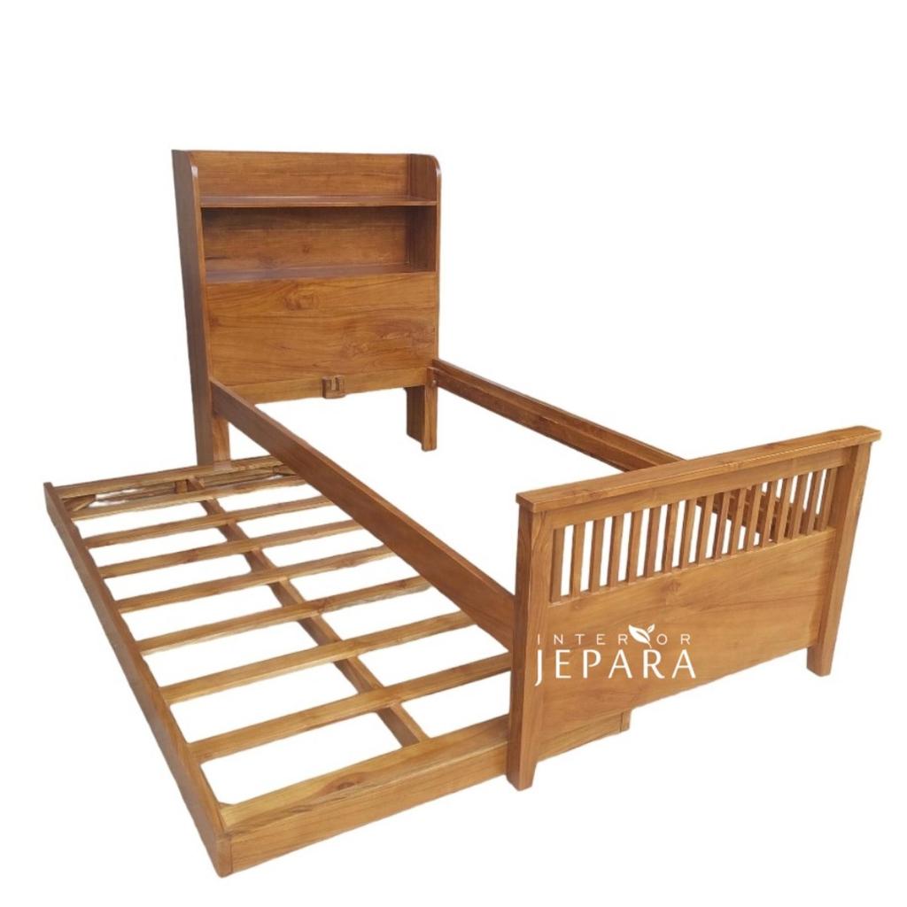 Dipan Anak Double Bed Kayu Jati Model Minimalis