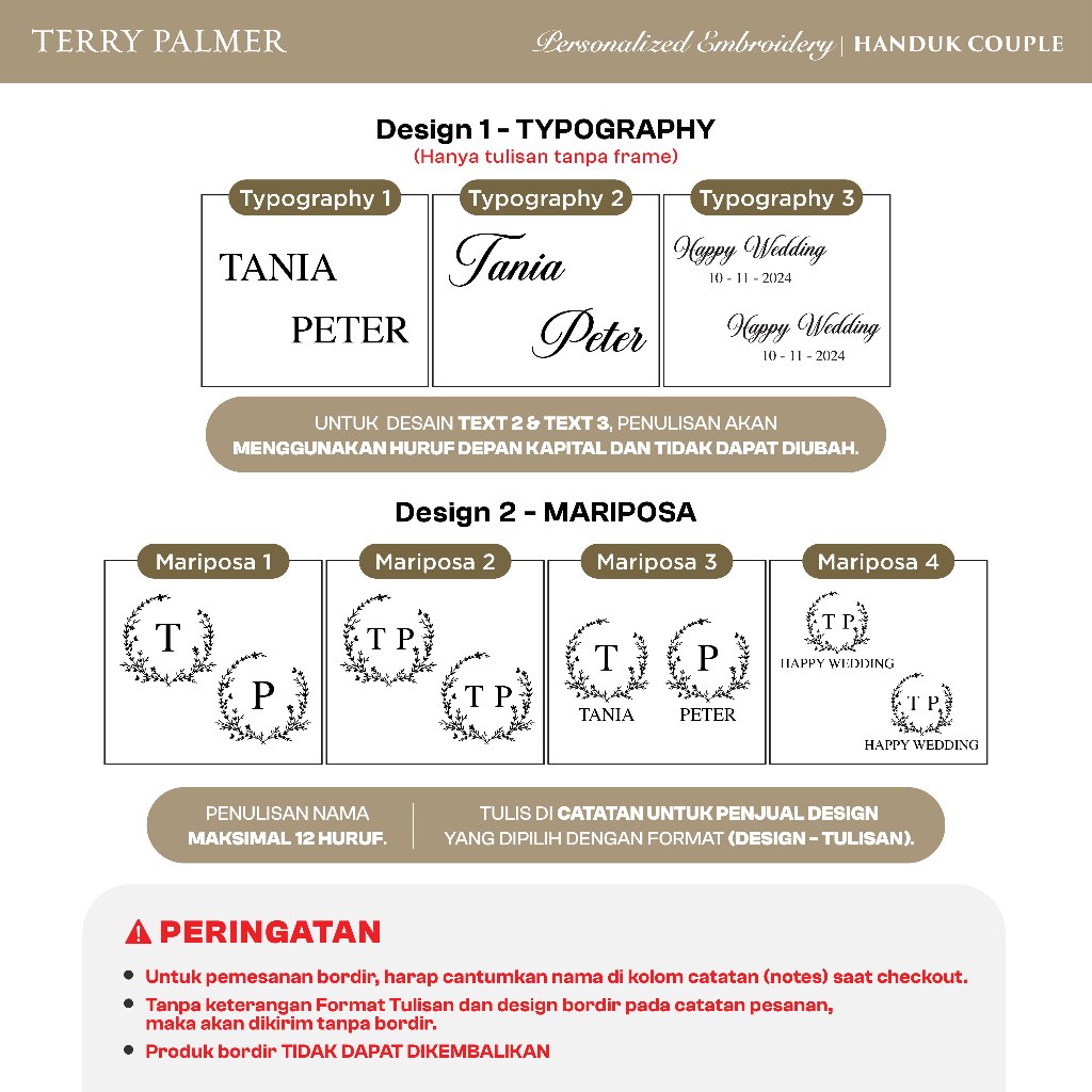 Terry Palmer Luxury - Zea (Handuk Couple Set) / Handuk Seserahan / Kado Pernikahan / Souvenir /