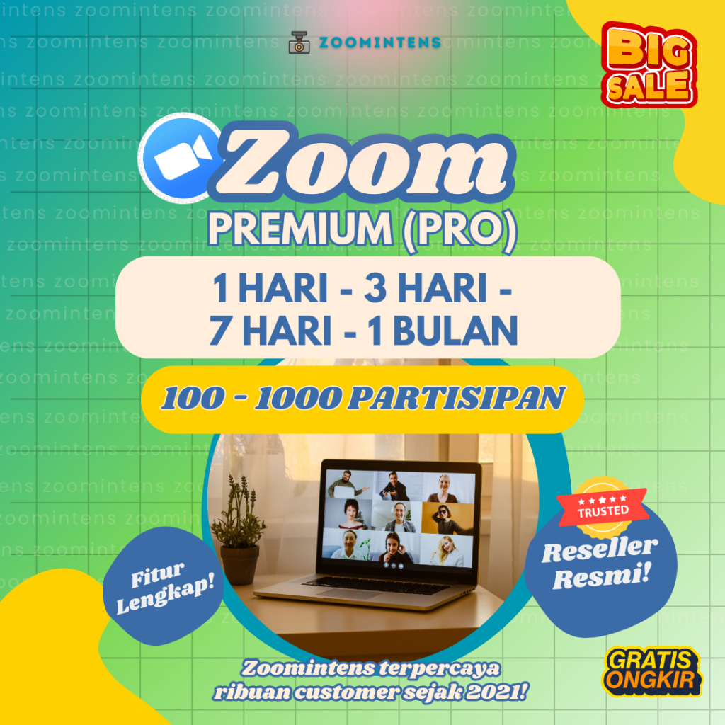 Zoom Premium Harian Mingguan Bulanan 100 300 500 1000 Peserta
