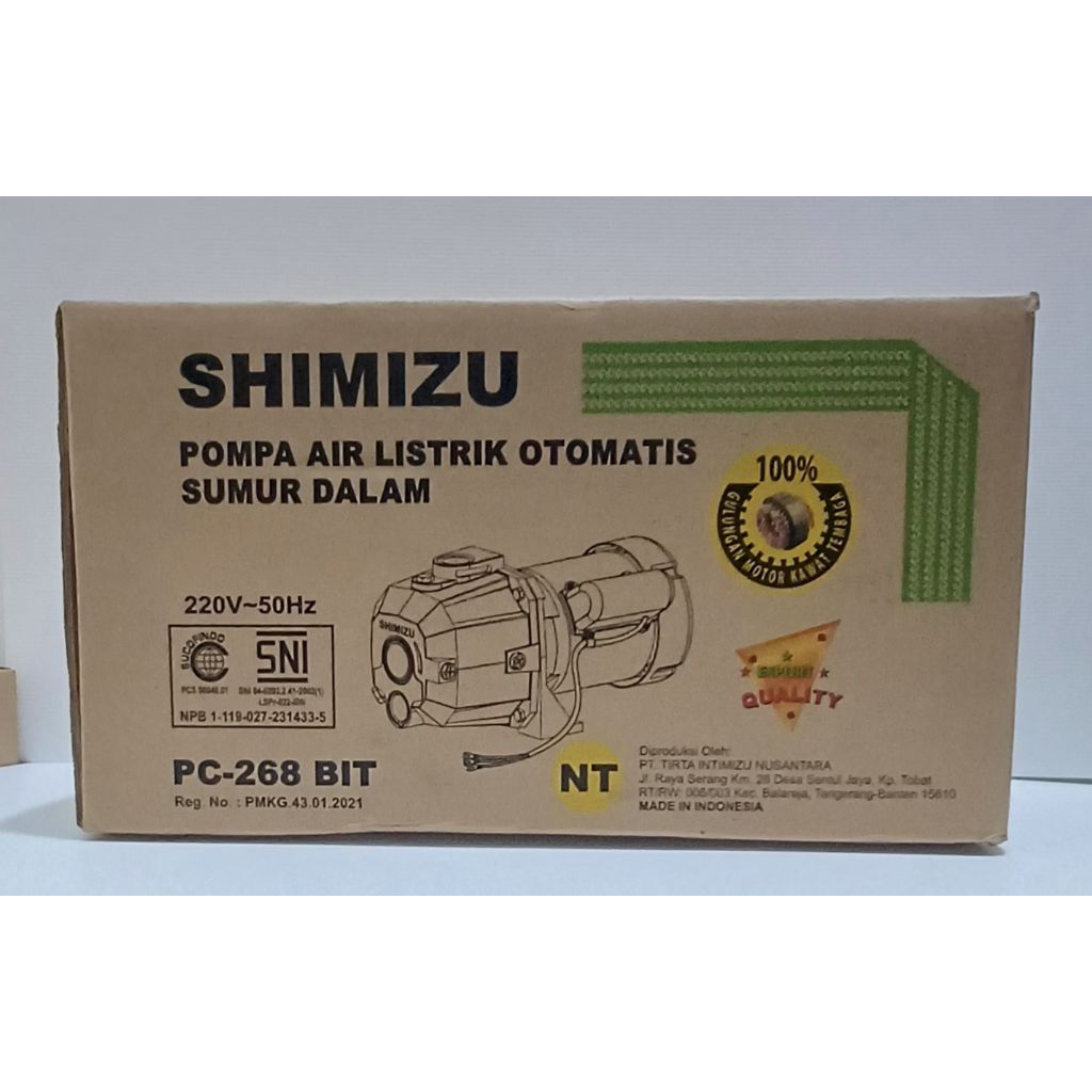 SHIMIZU POMPA AIR LISTRIK OTOMATIS PC-268 BIT (Tanpa Tabung)