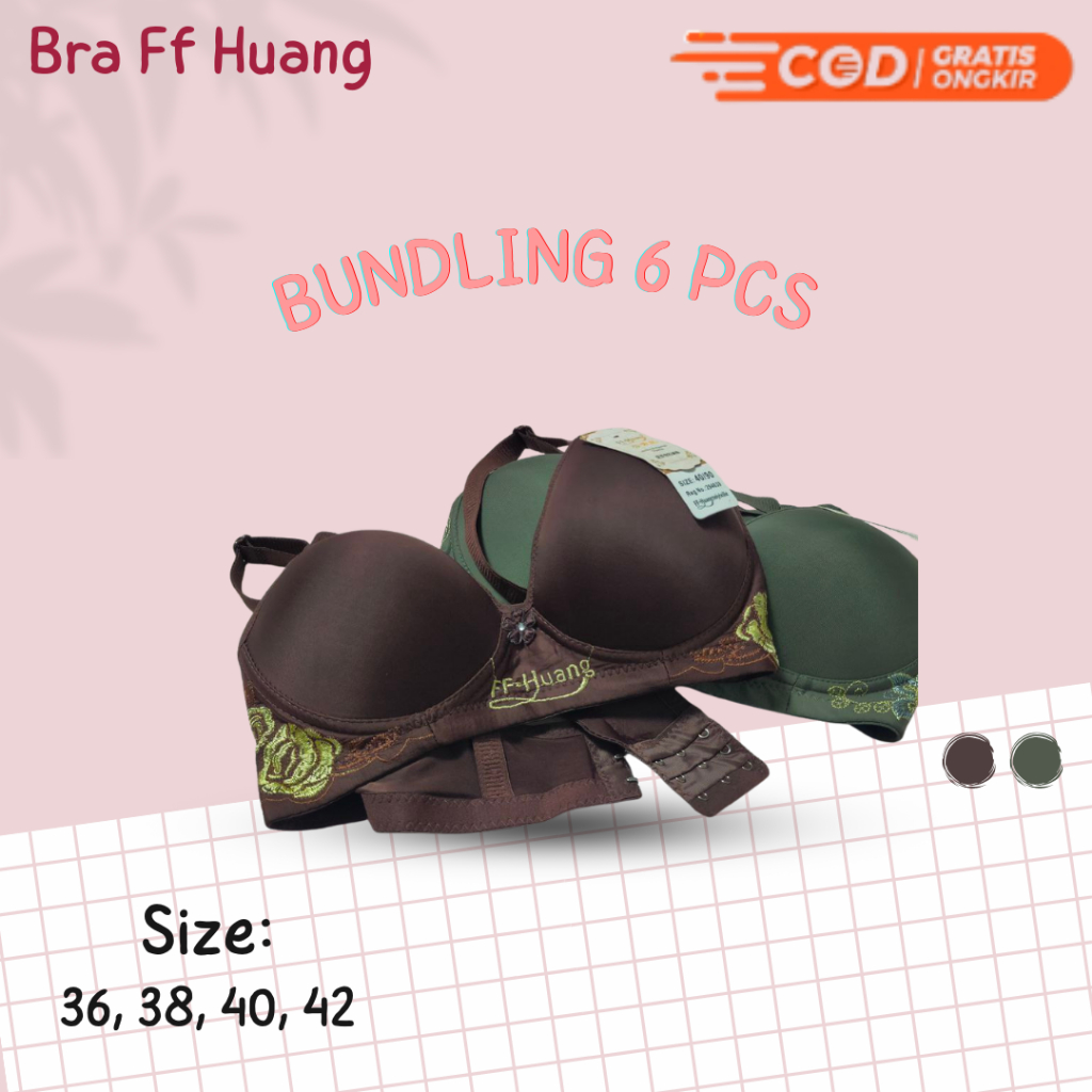 (6Pcs)Bra FF Huang Bh Bordir FF Huang Polos Bh Wanita