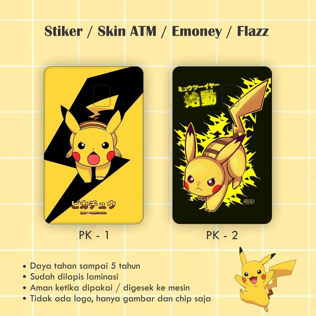 Stiker ATM / Flazz / Emoney / Garskin / Skin Kartu Pokemon