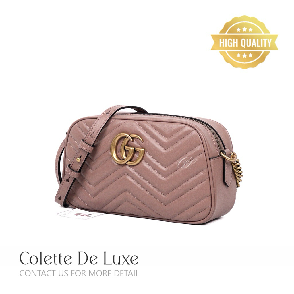 GG Marmont Small Camera Bag in Dusty Pink GHW