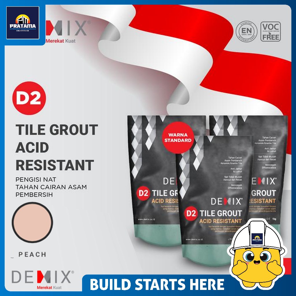 DEMIX - D2 TILE GROUT ACID RESISTANT 1KG - PEACH