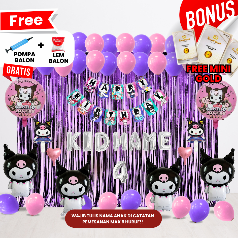 ((FREE MINI GOLD & POMPA BALON)) SET DEKORASI ULANG TAHUN BESAR/PAKET HEMAT/ TIRAI BESAR/ PAKET DEKO