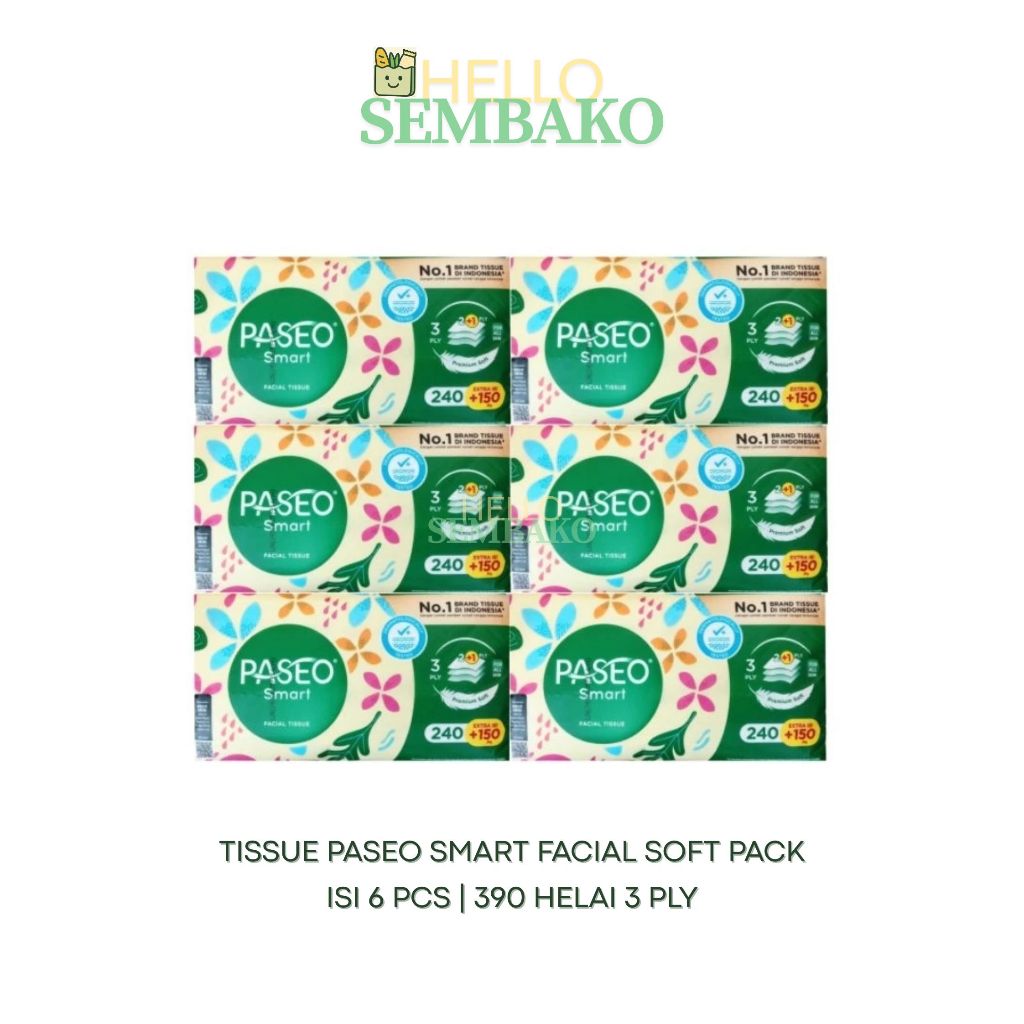 [6 PCS] TISSUE PASEO GO SMART 390 HELAI 3 PLY