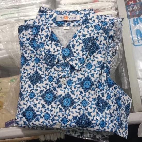 Batik SD/Batik MTs/Batik Motif Biru Sekolah Dasar Lengan Panjang