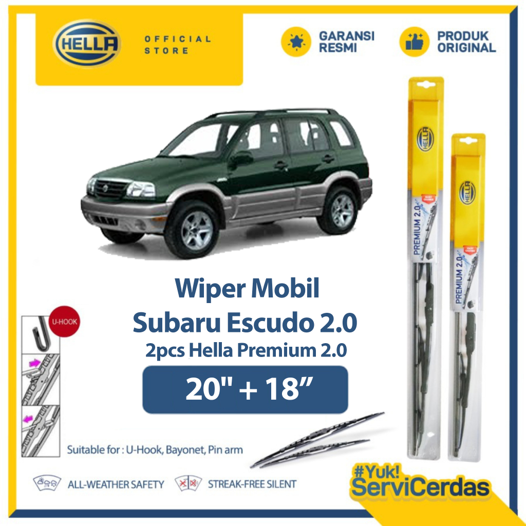 Wiper Mobil SUZUKI Escudo 2.0 20” + 18” (2pcs) - HELLA Premium 2.0