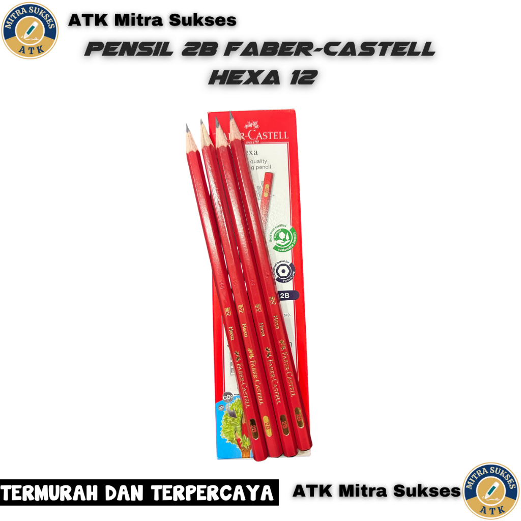 Faber Castell Hexa Pensil 2B / Pensil Hexa 2B Faber Castell Lusinan (1 Pack Isi 12 pcs) Original