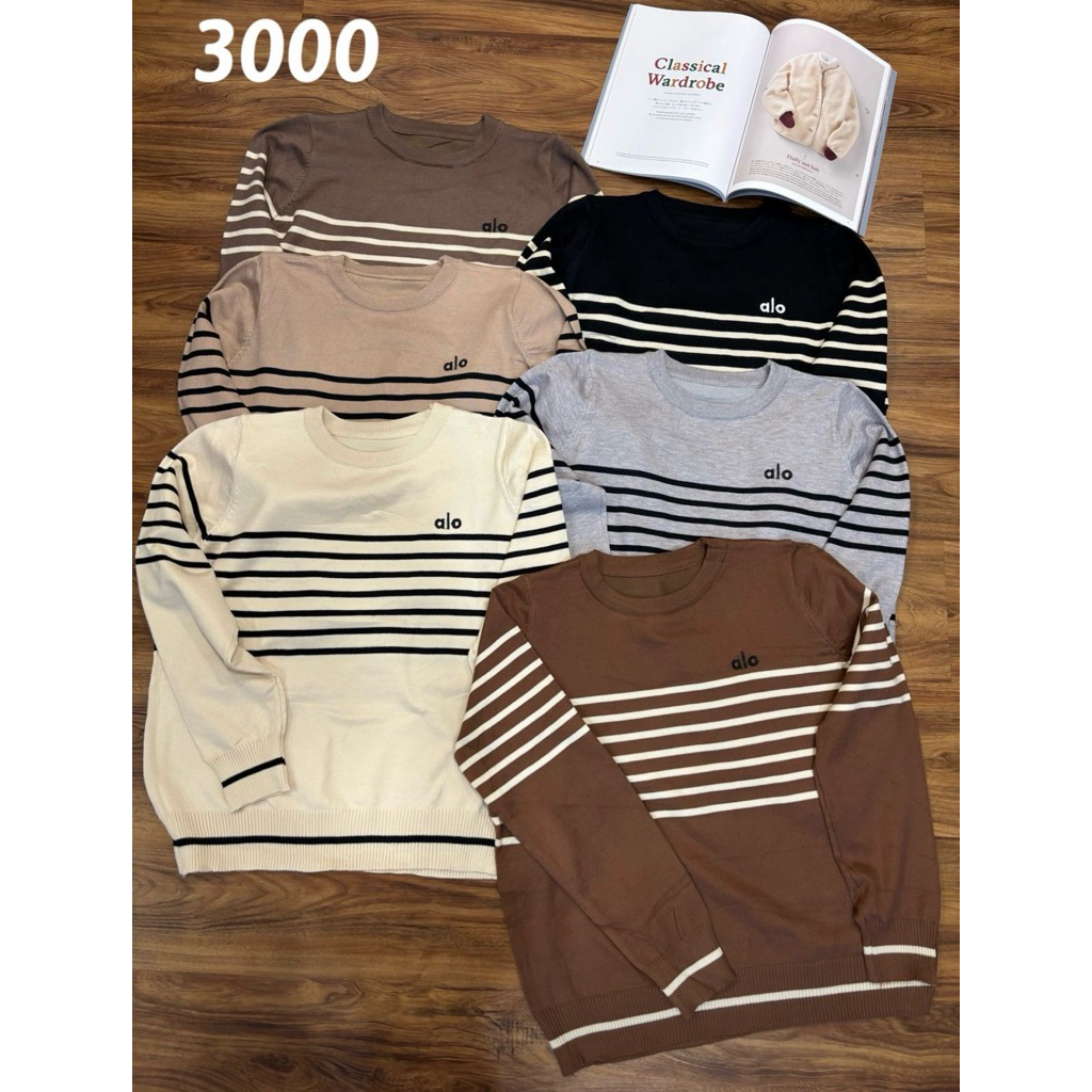 ATASAN RAJUT STRIPE IMPORT ALO / BLOUSE RAJUT GARIS IMPORT L30