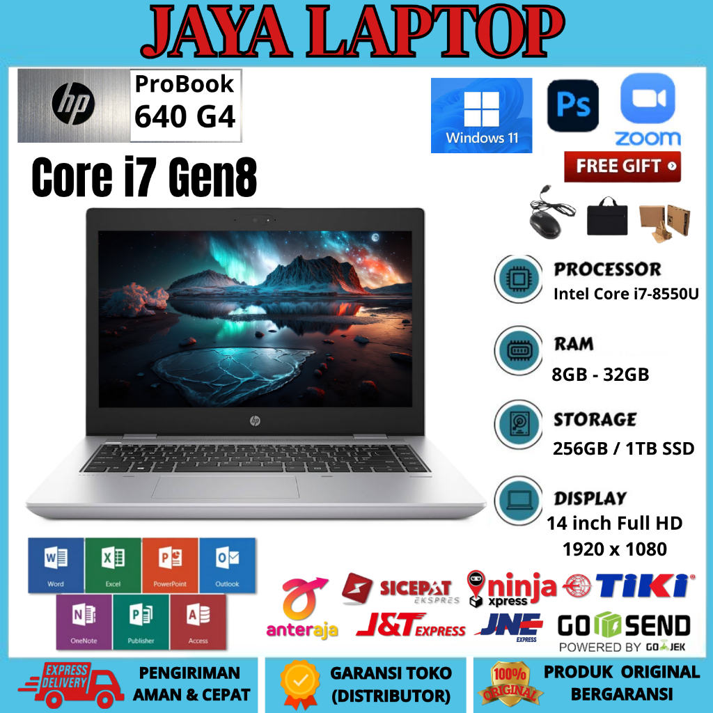LAPTOP HP PROBOOK 640 G4 i7 Gen8 RAM32/1TB FREE TAS DAN MOUSE