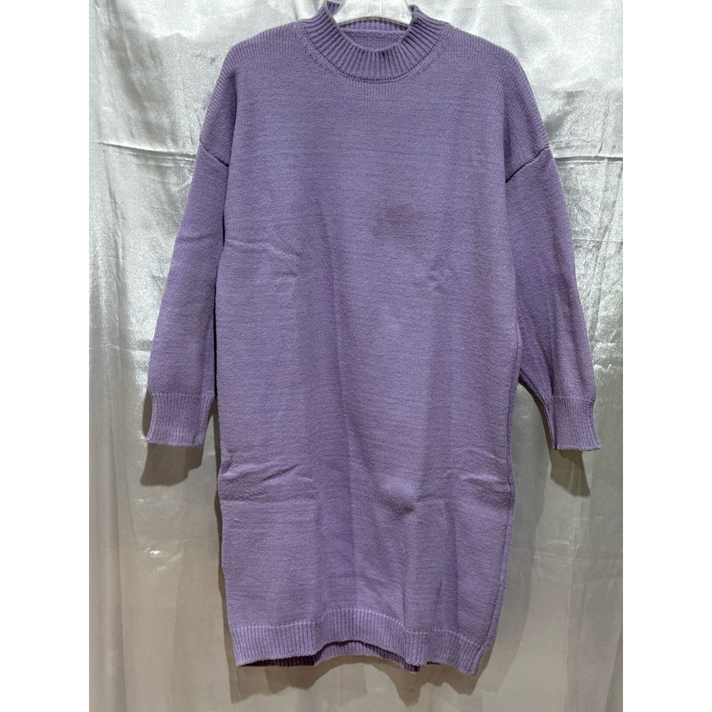 PL006 [Preloved] dress sweater lengan panjang purple bahan rajut LD=120cm Pjng=92cm