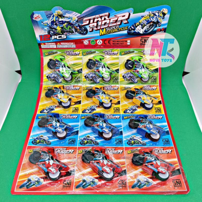 NOVI TOYS MAINAN MOTOR SPIN-GO GP ROSI/MOTOR GP MINI isi 12pcs/Lembar