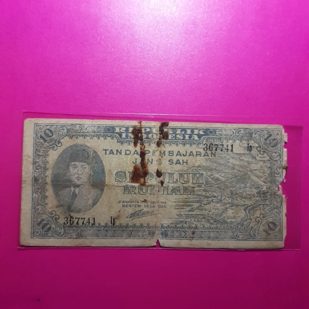 uang kuno 10 rupiah ori tahun 1945