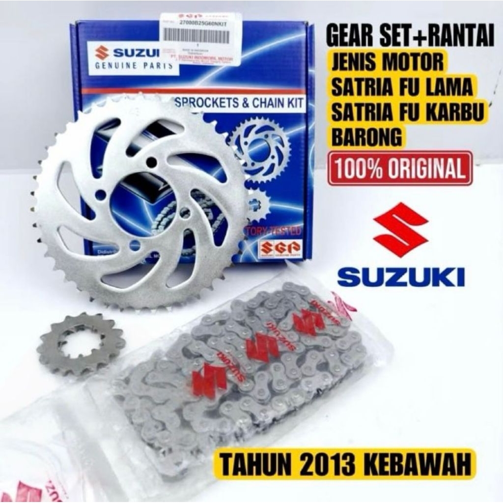 GEAR SET+RANTA ORIGINAL ZUZUKI SATRIA FU OLD 2013 KEBAWAH