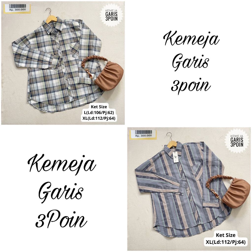 KEMEJA CEWEK MOTIF 3 POINT ORIGINAL