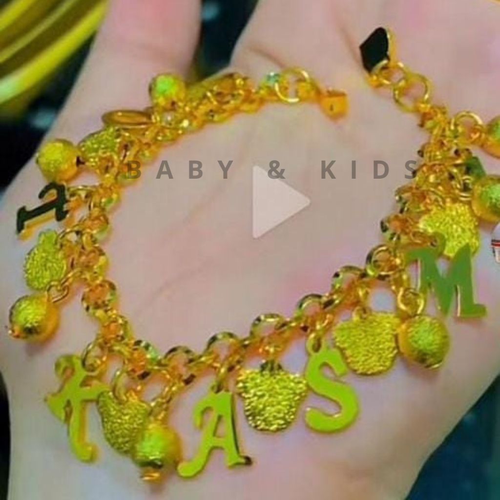 Gelang Nama Bayi/Anak Gelang baby titanium lapis emas