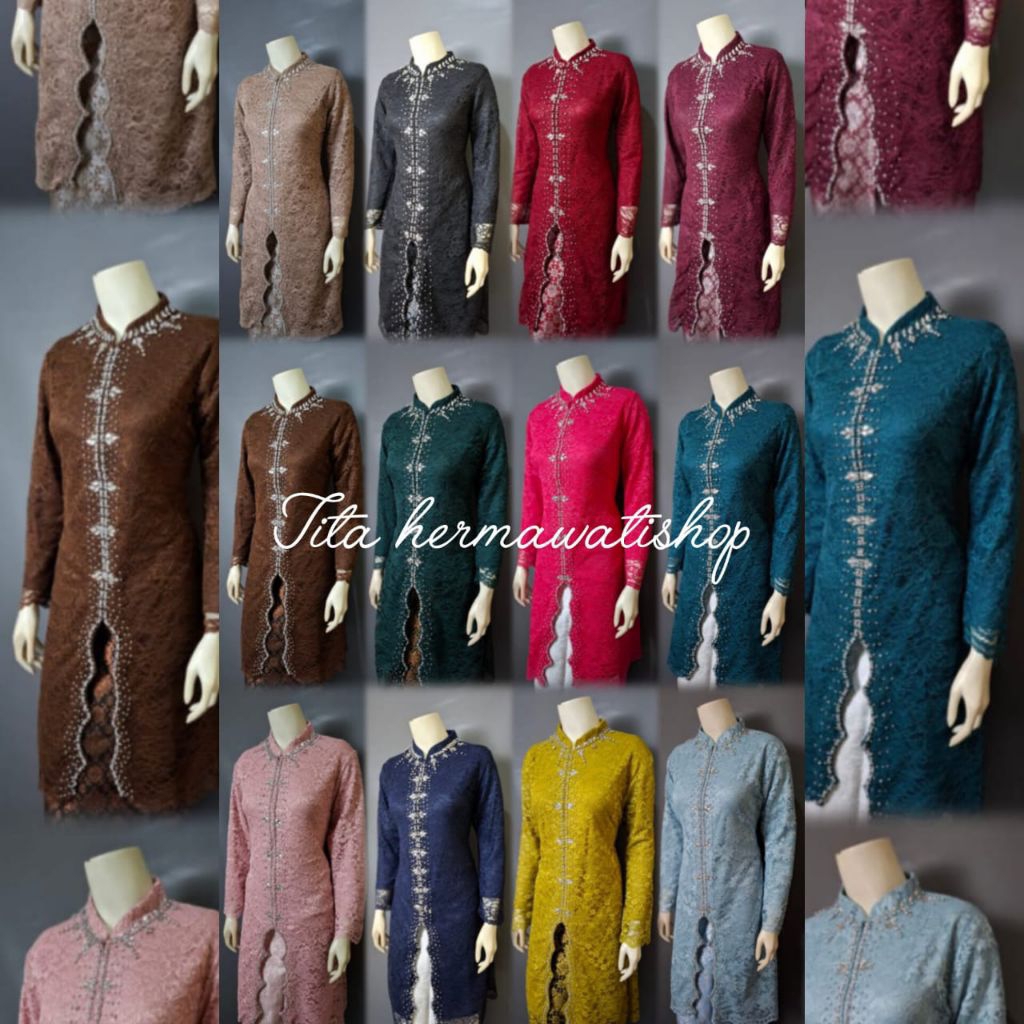 KEBAYA TUNIK BUSUI BAHAN BROKAT FULL PAYET MUTIARA MODEL ZIGZAG BISA COD // KEBAYA BROKAT JUMBO // K