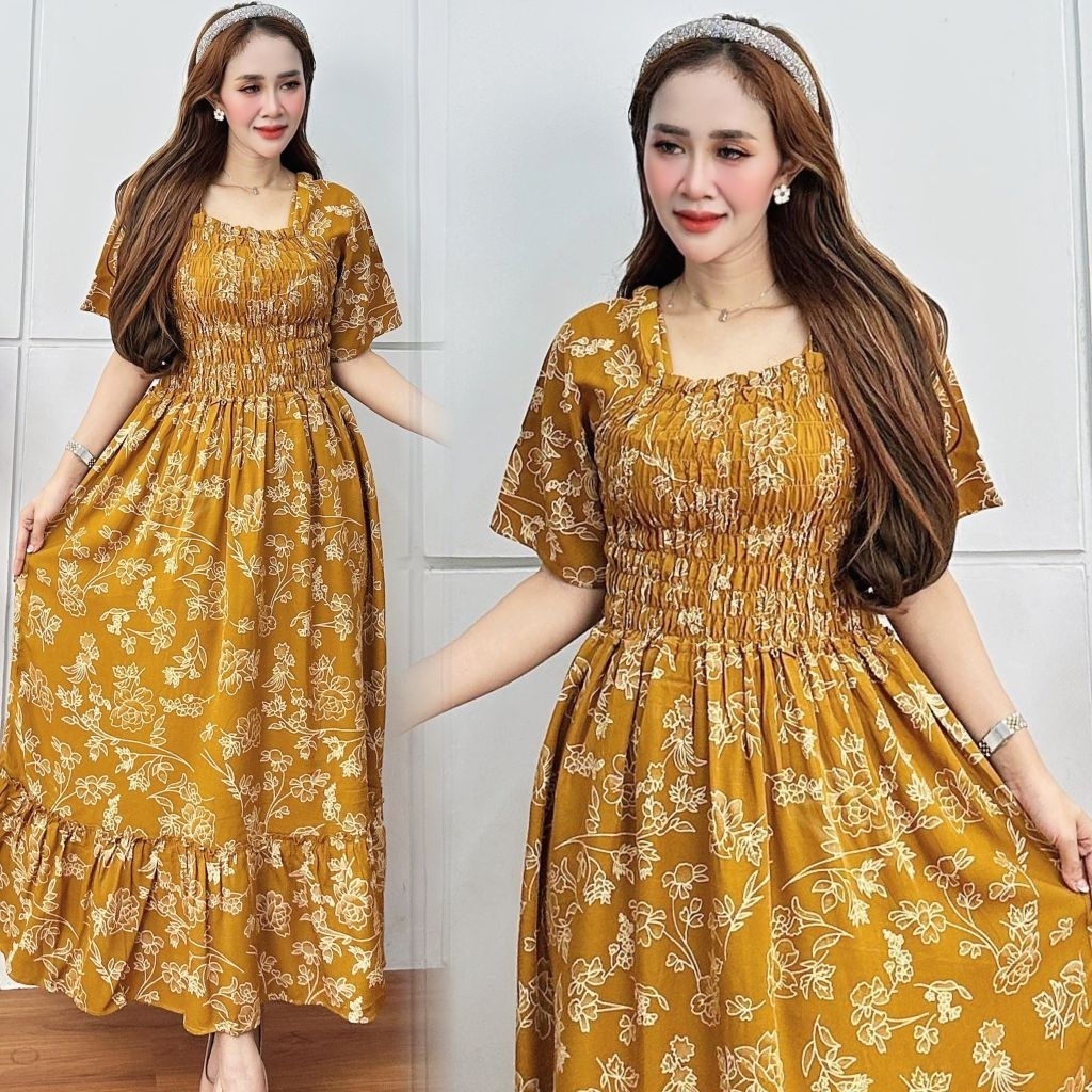 TALIA DRESS SMOK JUMBO RAYON PREMIUM LD 120 MODEL TERBARU / DASTER SMOK RAYON POLOS / DASTER KERUT D