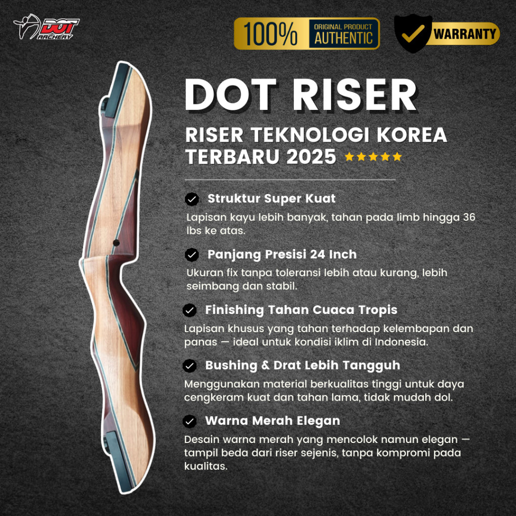 Riser Panahan | DOT Riser Original | Handle Busur untuk Standar Bow