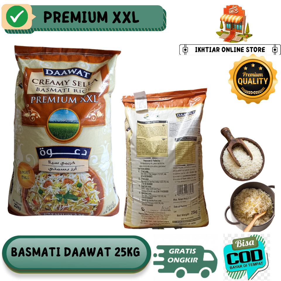 BERAS BASMATI DAAWAT CREMY SELLA 25KG XXL I BERAS INDIA PAKISTAN GRADE A PREMIUM I BERAS ARA RENDAH 