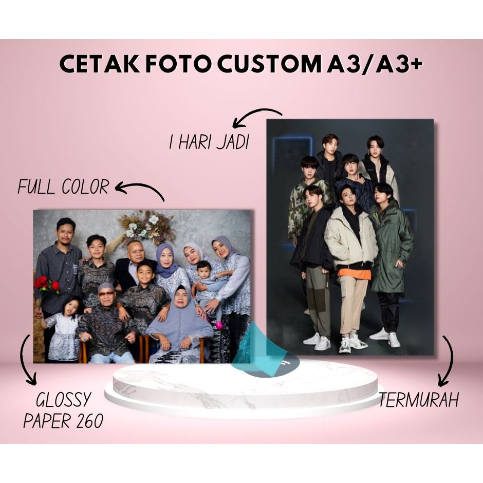

CETAK FOTO CUSTOM UKURAN A3/A3+ FREE DESIGN FULL COLOR TERMURAH/COD