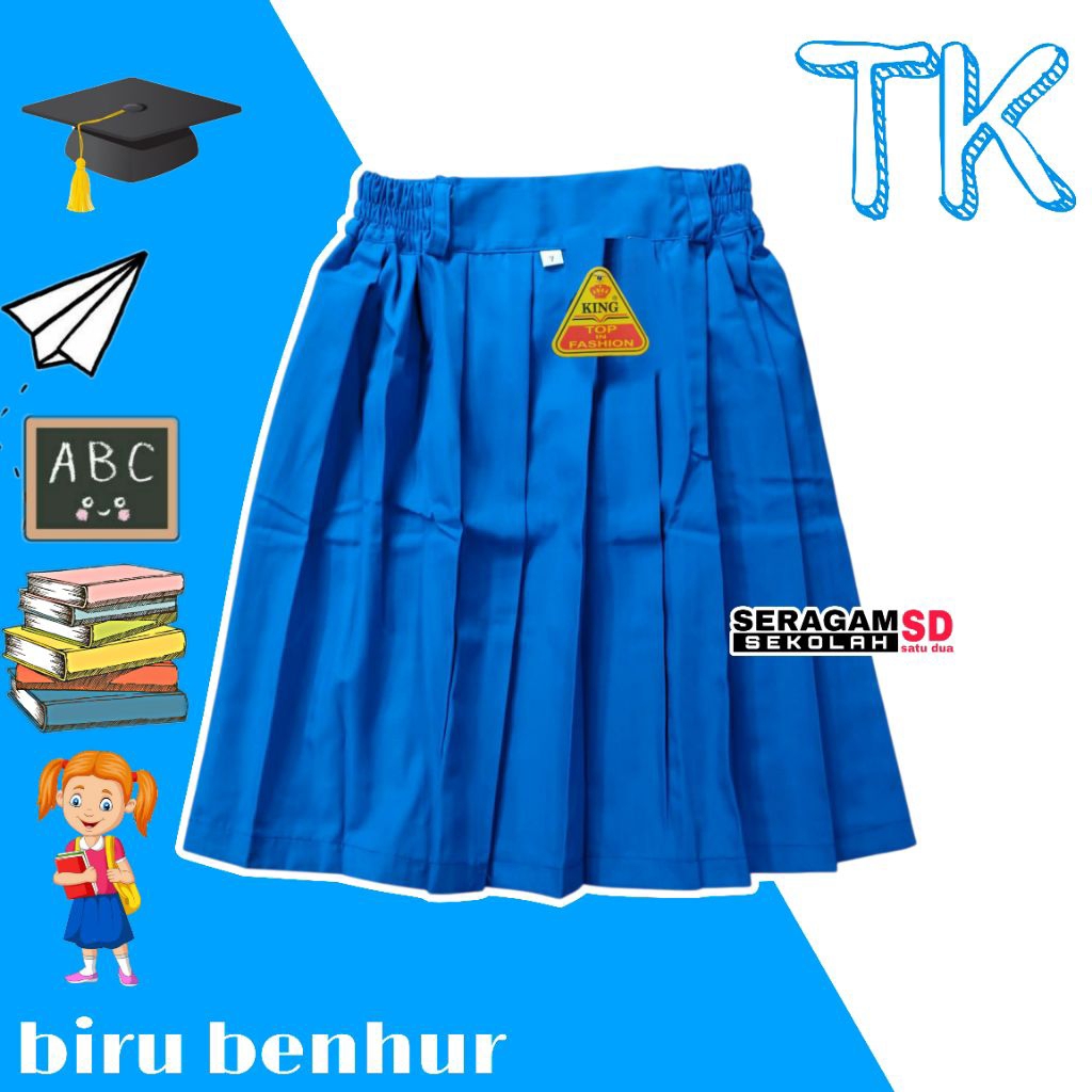 Rok Pendek TK Warna Biru Benhur Rok sekolah Tk Paud Bimba